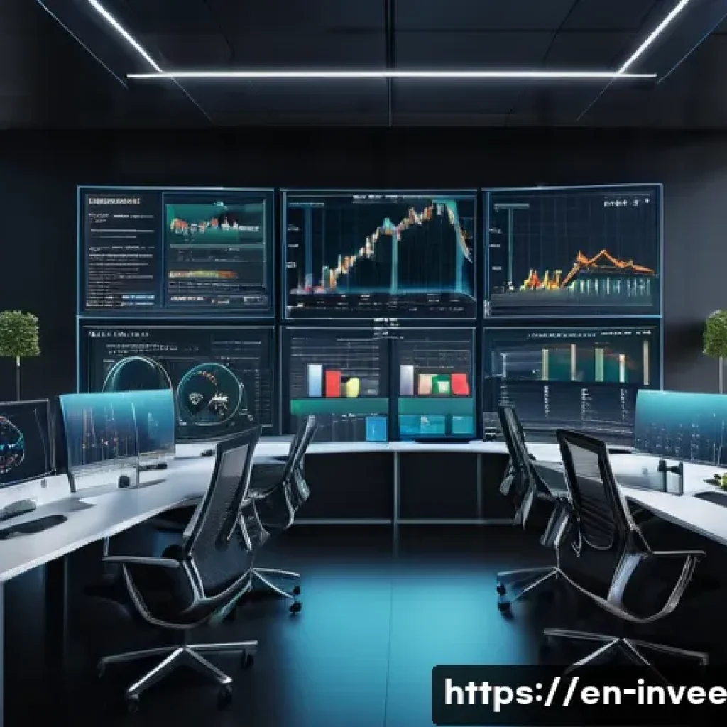 팩터 투자 기법의 발전 방향 - A futuristic financial analyst workspace featuring multiple transparent holographic screens displayi...