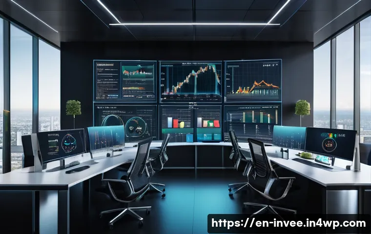 팩터 투자 기법의 발전 방향 - A futuristic financial analyst workspace featuring multiple transparent holographic screens displayi...