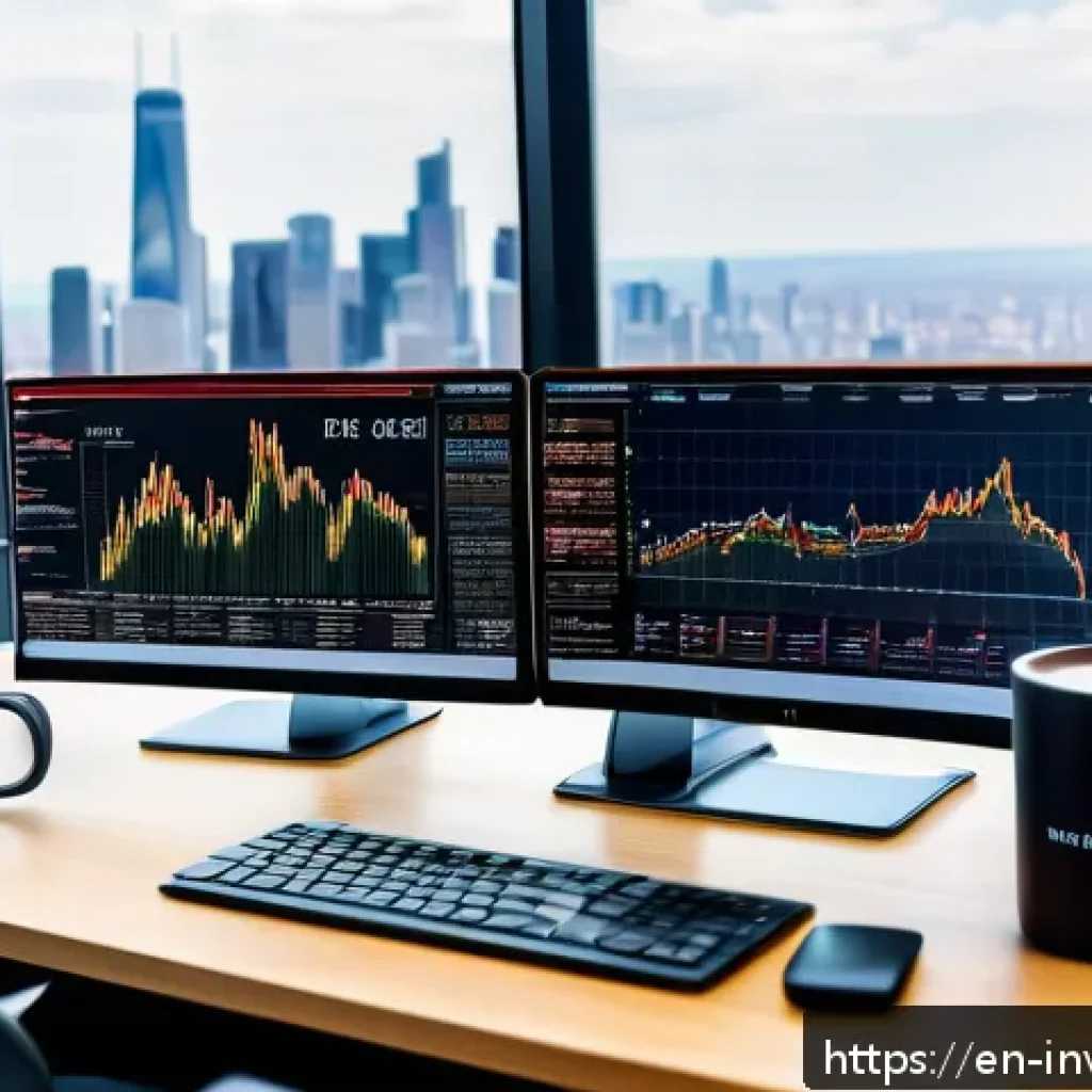 장기 투자와 단기 투자에서의 팩터 활용 - A sophisticated financial analyst’s workspace featuring multiple high-resolution monitors displaying...