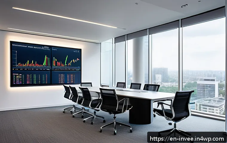 다양한 팩터 투자 전략의 성공 사례 - A sophisticated, modern office setting with a confident, diverse group of professional investors ana...