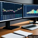 팩터 투자와 장기적인 투자 전략 - A modern financial analyst&rsquo;s workspace featuring multiple large computer monitors displaying colorfu...